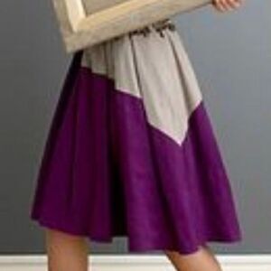 Anthropologie Purple and Gray Asymmetrical A-Line Midi Skirt